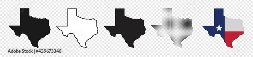 Texas map icon set, Texas map isolated on transparent background, vector illustration
