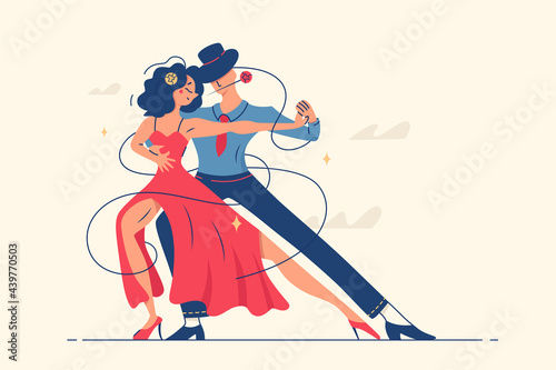 Man and woman dancing romantic tango
