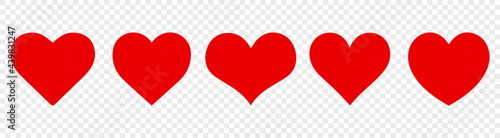 set red heart on the transparent background