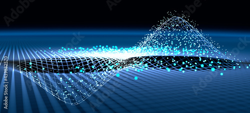 Waves in a digital grid with particles - atomic model 