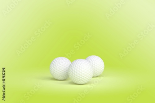 3 balles de golf sur fond vert - Illustration 3D