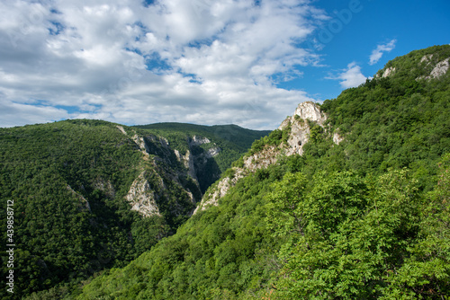 Steep rocky cliffs of Lazar's Canyon / Lazarev kanjon, the deepest and longest canyon in eastern Serbia, near the city of Bor