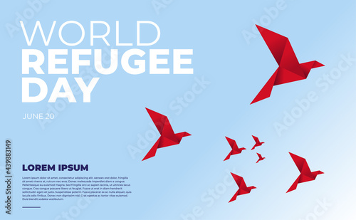 International immigration flat illustration with flying origami bird concept for web, banner, background, wallpaper, poster, or card design.