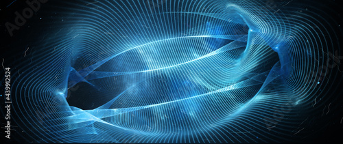 Blue glowing quantum tunnels with correlation in space