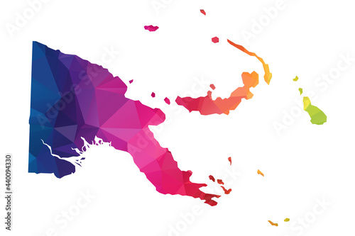 Abstract Polygon Map - Vector illustration Low Poly Color Rainbow Papua new guinea map of isolated. Vector Illustration eps10.