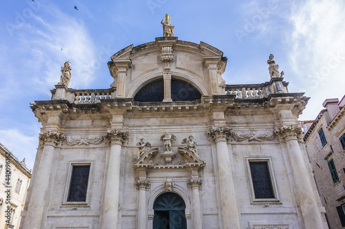 Church of St Blaise - one of most beautiful sacral buildings in Dubrovnik, constructed in 1715 in flamboyant Venetian Baroque style. Dubrovnik, Croatia.