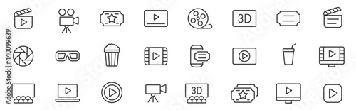 Cinema icons set. Movie simple line icons vector