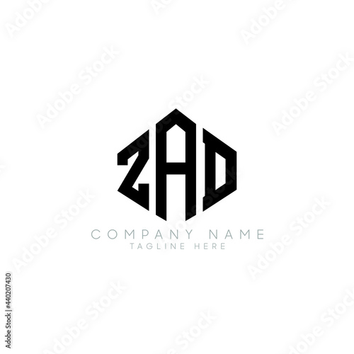 ZAD letter logo design with polygon shape. ZAD polygon logo monogram. ZAD cube logo design. ZAD hexagon vector logo template white and black colors. ZAD monogram, ZAD business and real estate logo. 