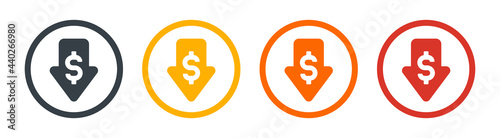 Price reduced, discount icon vector illustration. Financial concept
