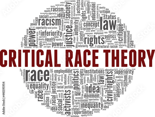 Critical Race Theory vector illustration word cloud isolated on a white background.