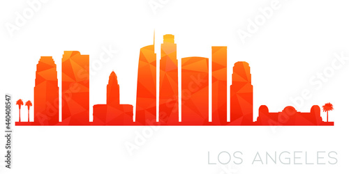 Los Angeles, CA, USA Low Poly Skyline Clip Art City Design. Geometric Polygon Graphic Horizon Icon. Vector Illustration Symbol.