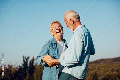 woman man outdoor senior couple happy lifestyle retirement together smiling love old nature mature