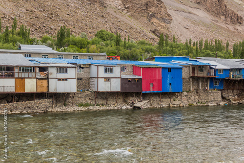 Buildings of bazaar in Khorog town, Tajikistan