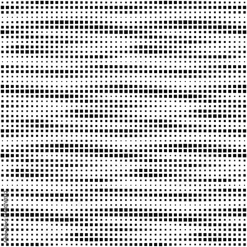 Square seamless pattern. Subtle halftone patern. Geometric texture. Digital background. Faded design for prints. Gradation black and white pattern for overlay effect. Abstract graphic mosaic. Vector