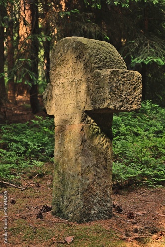 Kamienny krzyż pamięci - koło wioski Czaple na Dolnym Śląsku. Dedykowany 18 letniemu młodzieńcowi zabitemu w tym miejscu w 1760 roku.
