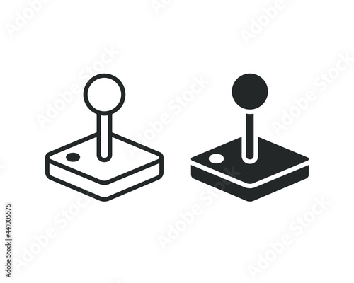 Joystick icon. Controller symbol. Console gamepad sign. Play and gaming button. Old vintage arcade video game logo. Vector illustration image.