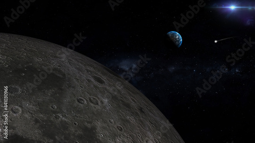 earth and moon, The Moon at perigee 3d illustration