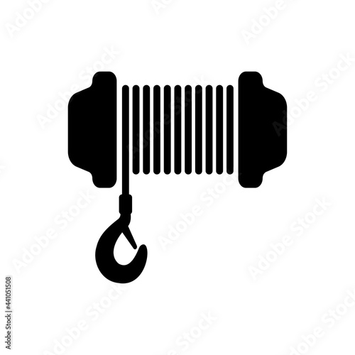Winch icon. Black silhouette. Front view. Vector simple flat graphic illustration. The isolated object on a white background. Isolate.
