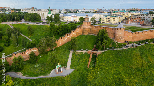 Nizhny Novgorod. Nizhny Novgorod Kremlin. The veche bell. Aerial view.