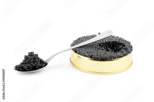 Black caviar isolated on white background