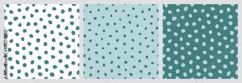 Seamless pattern with small peas, green circles. Polka dot shapes backgrounds. Vector illustration. 