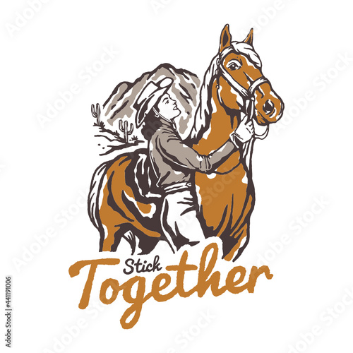 Cowgirl and horse illustration