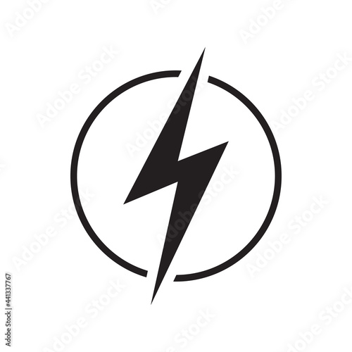 Electricity icon with lighting. Electric power, energy, charge symbol. Vector illustration.
