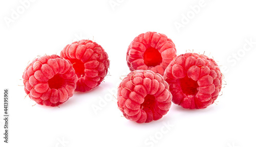 Raspberries Isolated on White Background. Ripe berries closeup.
