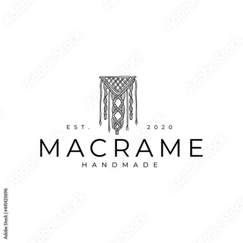 Macrame Bohemian Knot Rustic Drawing Logo Vector Illustration Template Icon Design