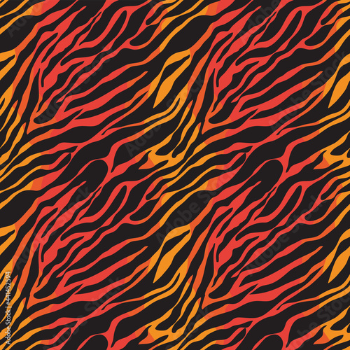 Tiger skin. Black stripes on an orange background. Seamless background for any use.