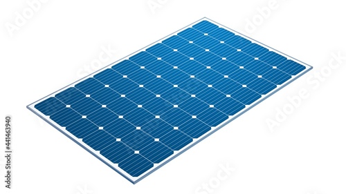Solar PV module isolated on white background. Photovoltaic system. 3d illustration.