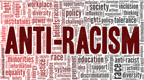 Anti-Racism vector illustration word cloud isolated on a white background.