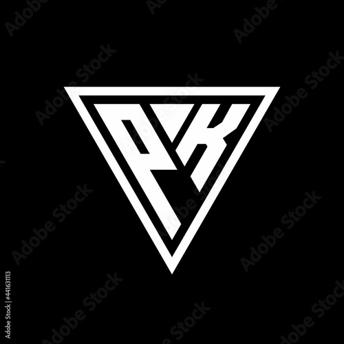 PK Logo monogram with triangle shape designs template