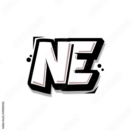 Simple Initial Logo Lettering Cartoon Grafity Black and White NE