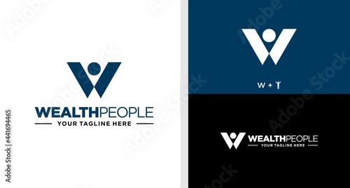 LETTER W AND PEOPLE LOGO WEALTH SIMPLE EDITABLE