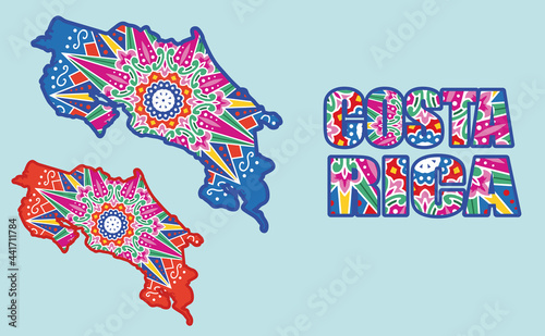 Costa Rica Maps and lettering for tourism, travel, Annexation of the Nicoya Party (Anexion al Partido de Nicoya), Costa Rica Independence Day and Cultural events with Ox cart designs (Vectors, EPS)