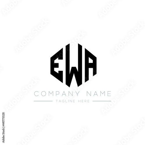 EWA letter logo design with polygon shape. EWA polygon logo monogram. EWA cube logo design. EWA hexagon vector logo template white and black colors. EWA monogram, EWA business and real estate logo. 