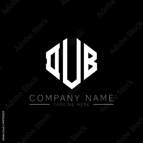 DUB letter logo design with polygon shape. DUB polygon logo monogram. DUB cube logo design. DUB hexagon vector logo template white and black colors. DUB monogram, DUB business and real estate logo. 