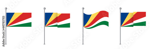 Seychelles flag. Official colors. Seychelles national flag Vector design set, Seychelles national day, vector illustration
