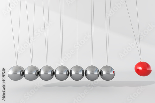 Newton cradle balance balls with grey steel