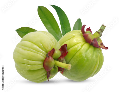 Garcinia atroviridis fruit isolated on white background