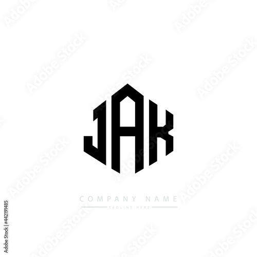 JAK letter logo design with polygon shape. JAK polygon logo monogram. JAK cube logo design. JAK hexagon vector logo template white and black colors. JAK monogram, JAK business and real estate logo. 