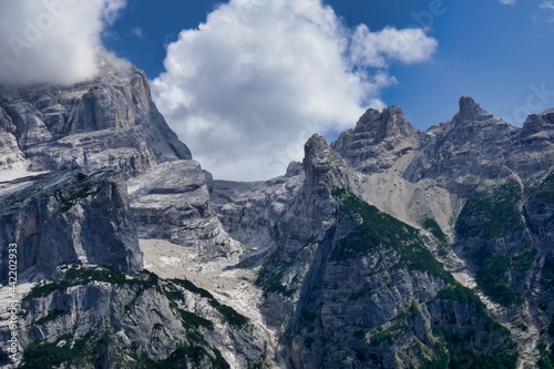 view of alps, photo as a background , in pasubio mountains, dolomiti, alps, thiene schio vicenza, north italy