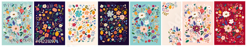 Beautiful flower collection of posters with roses, leaves, floral bouquets, flower compositions. Notebook covers