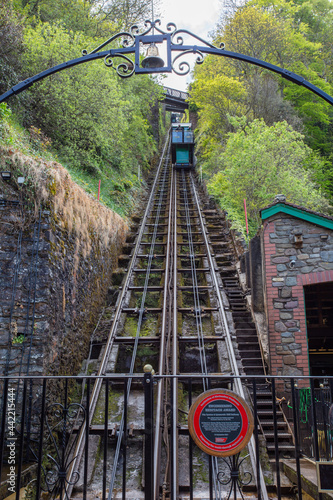 Lynton to Lynmouth cliff railway. Victorian water powered funicular railway built in 1888