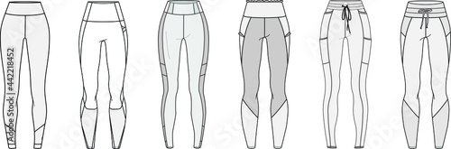 flat sketch set of leggings vector illustration. 