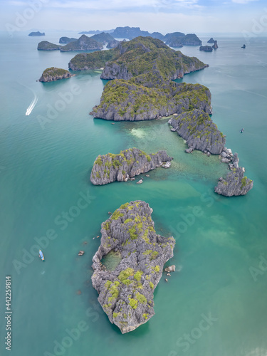 Angthong National Marine Park, Thailand islands natural background sea land beach sky water ocean Gulf of Thailand no people copy space yachting yacht sail boat sailing adventure escape drone aerial