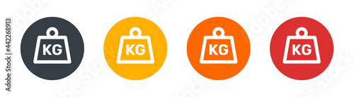 Weight kilogram icon set. Fitness equipment concept