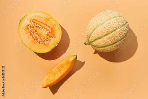 Cantaloupe melon slices for dessert.