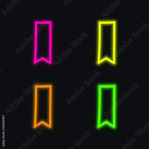 Bookmark Hand Drawn Outline four color glowing neon vector icon